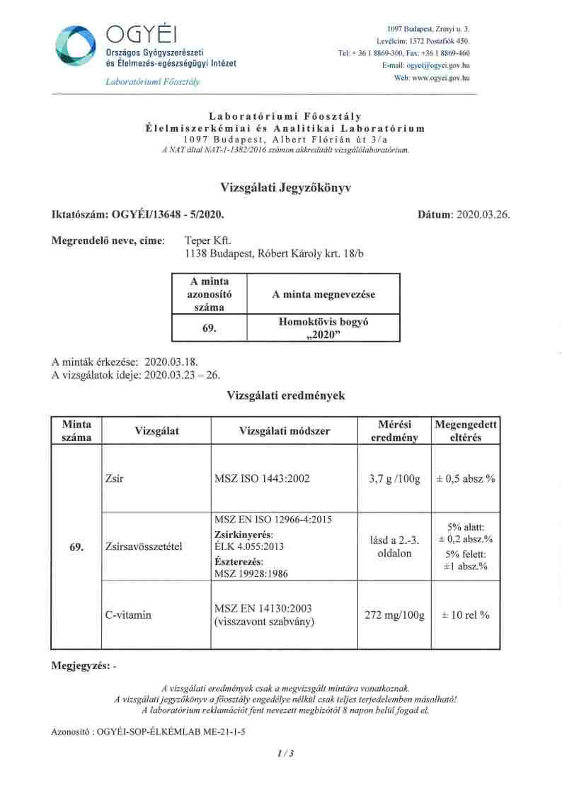 OGYÉI laboratóriumi eredmény